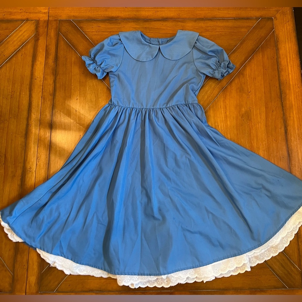 Alice in Wonderland Blue Kids Dress with White Lace – Halloween Costume 👗✨